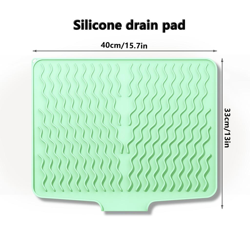 Silicone Draining Mat for Kitchen: Fruit, Vegetable, Bowl, and Dish Drying with Sloped Countertop Design