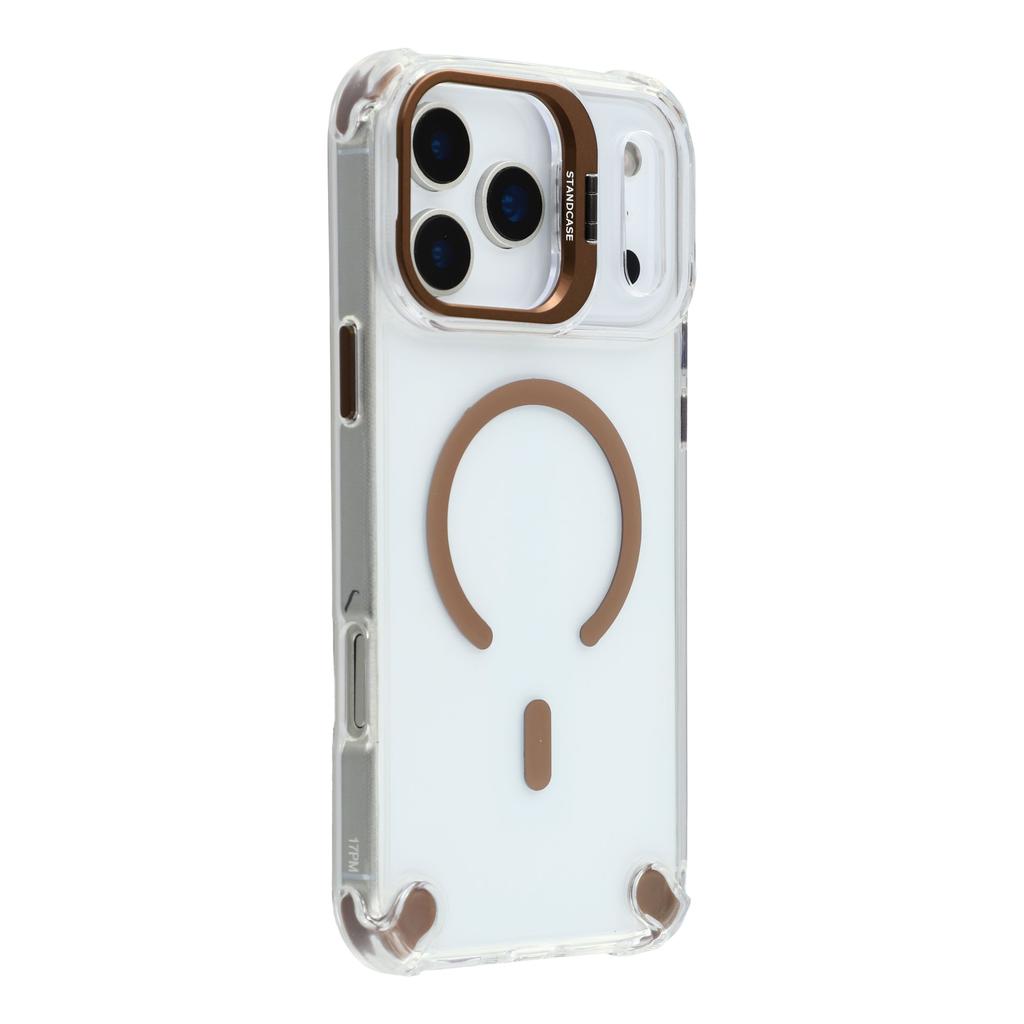 For iPhone 17 Pro Max Magnetic Case TPU PC Clear Phone Cover with Lens Frame Kickstand/Lens Film