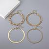Versatile Four-Piece Multi-Layer Metal Chain Bracelet Set for Women - European and American Fashion