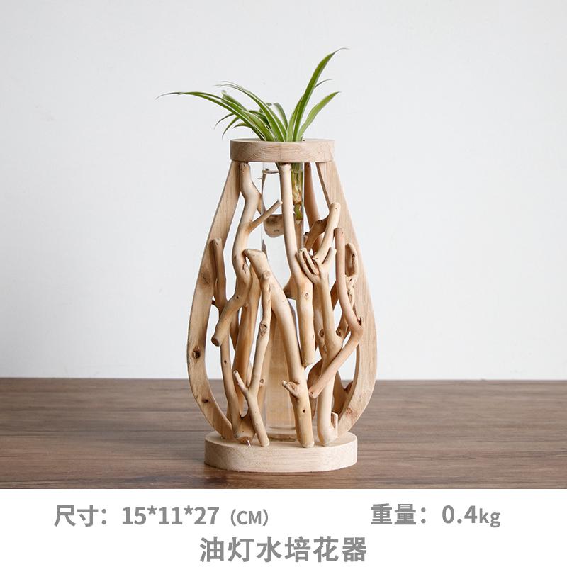 Pure Handwork Wooden Vase Decorated Solid Wood Flower Pot for Creative Glass Floral Hydroponic Container Home Decorative Vase