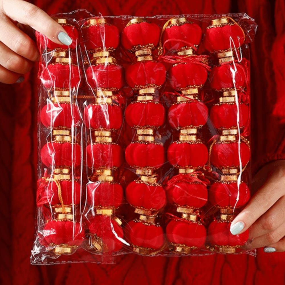 Red Color Chinese Red Lantern Plush Material Bonsai Pendant Decoration  Spring Festival