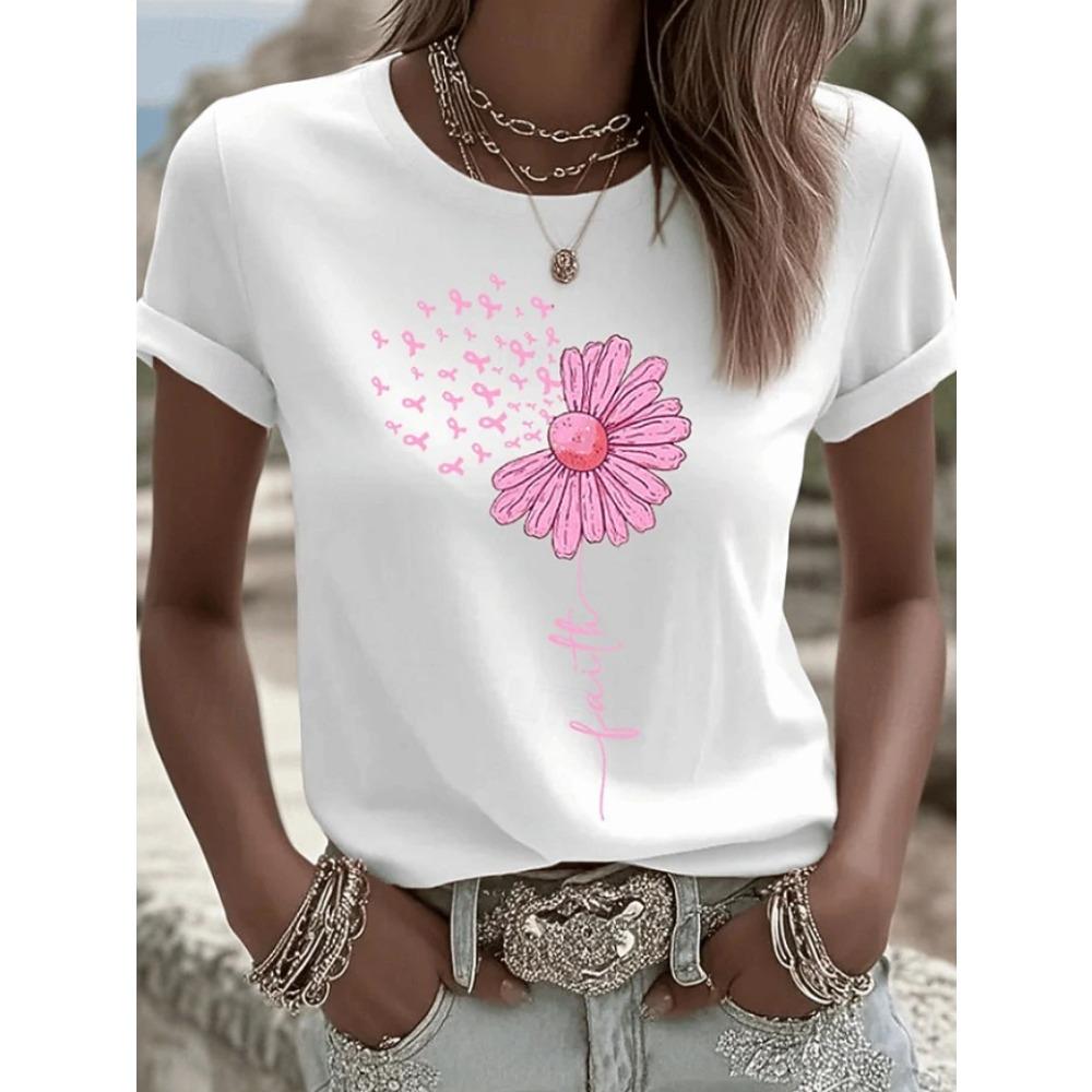 Fashion Women Retro Creative Daisy Dandelion Print T Shirt Funny Casual O-neck Short Sleeves T-shirt Summer Female Tee Shirt