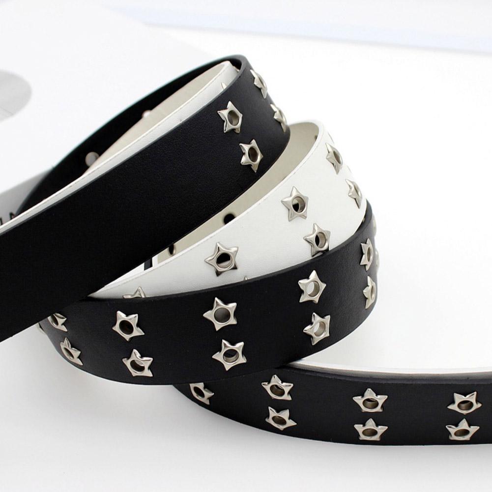 Star Eye Rivet Belt Hollowed-out Punk Belt For Man/women Buckle Decoration Y2K Fashion Pu Waist T1A0