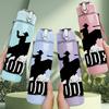 1PC Rodeo Bull Rider Silhouette 750ml Color Plastic Sports Water Bottle Leakproof Flip Straw Lid Suitable for Sports Office Home Use