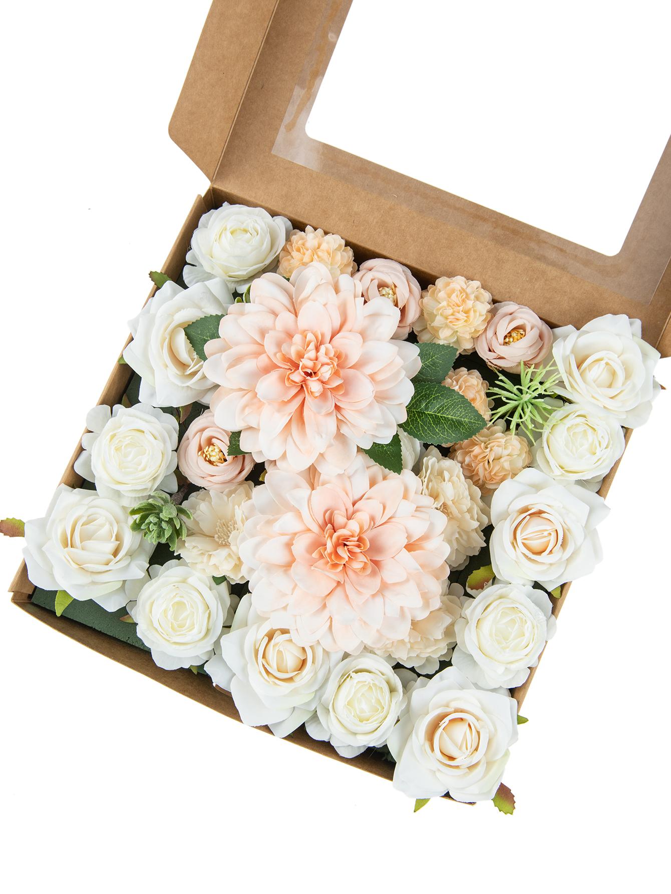 

Шелковые Искусственные Цветы георгин Пион Роза Гортензия Со стеблем микс подарочная коробка Сделай сам Свадебные Свадебные Букеты Настольное Украшение для Вечеринки оранжевый