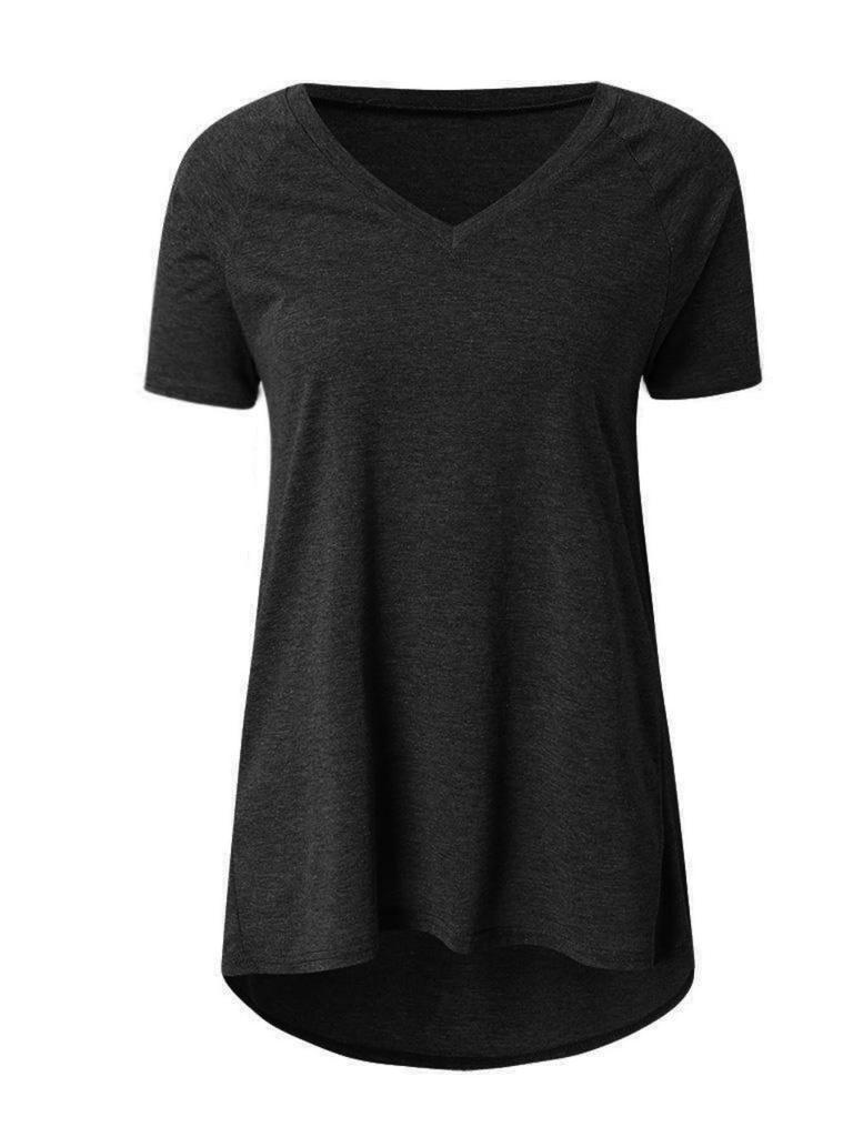 Women's V-Neck Swallowtail Short-Sleeved T-Shirt Set - 3 Pieces, Daily Casual Wear