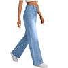 Damen Jeans mit weitem Bein Leichte gerade geschnittene lockere Jeans mit Kordelzug Denim Hose