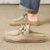 Fabric Men Mules Open Back Loafers Slippers, Wide Toe Casual Half Shoes  Summer Backless Slide Sandals Flat Sneakers For Men