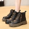 2025 Winter Shoes Women Genuine Leather Boots Warm Plush Thick Sole 4cm Non-slip Fashion Brand Ladies Ankle Boots Black