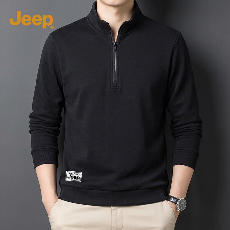 JEEP Men s Half-Zip Stand-Up Collar Pullover Sweatshirt L