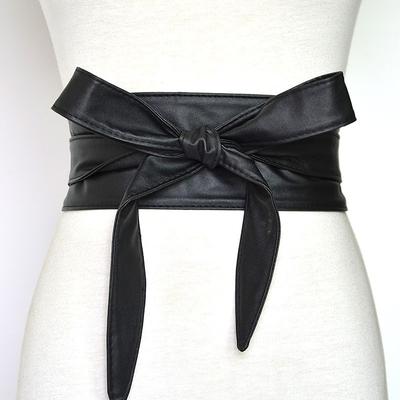 Casuallong Wide Belt Pu Bow Tie Wide Waistband Female Silm Waistband