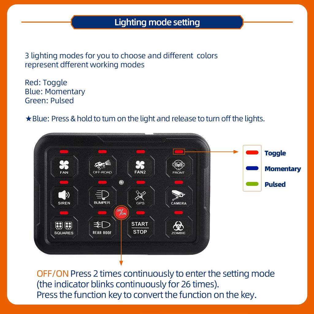 Mictuning 6/8/12 Gang RGB Switch Panel Led Work Light Bar Switches Box Controller for Universal Cars Truck Boat UTV 4X4 4WD