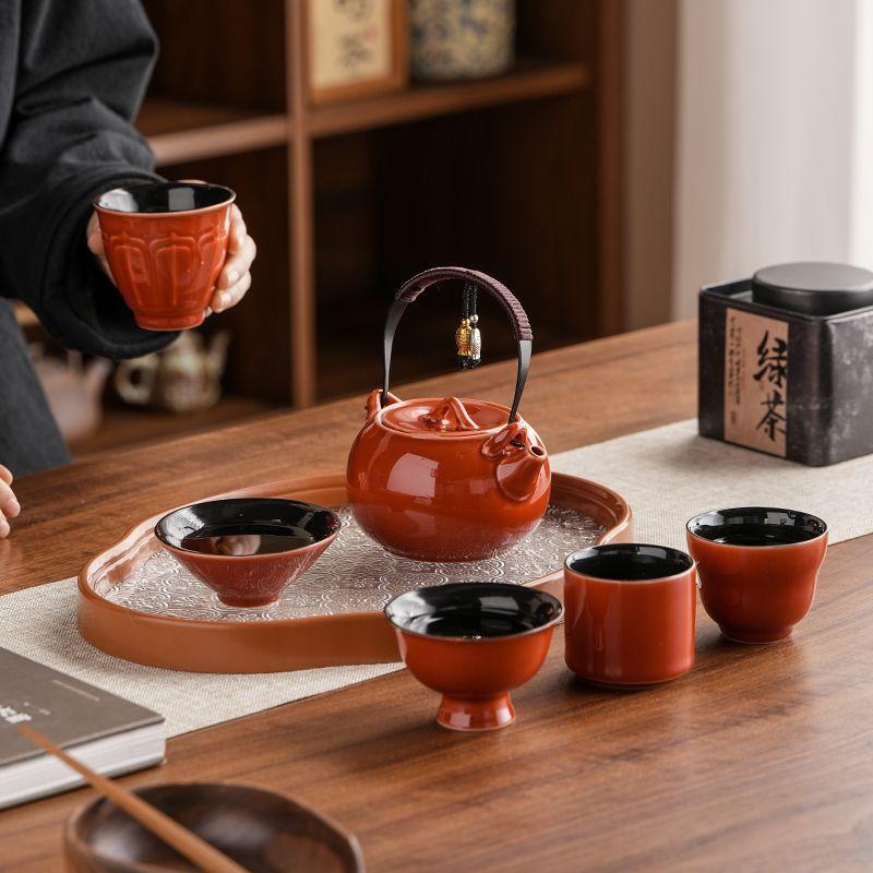 Retro Ceramic Kung Fu Tea Set Portable Travel Teapot with Gift Box Home Office Brewing Chinese Traditional Teaware Gift
