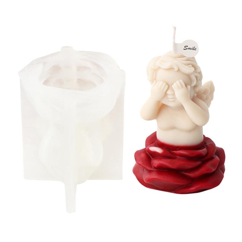 

Little Girl Silicone Mold Figure Aromatherapys Candle Mold DIY Plasters Mold Flower Baby Scented Candle Home Ornament