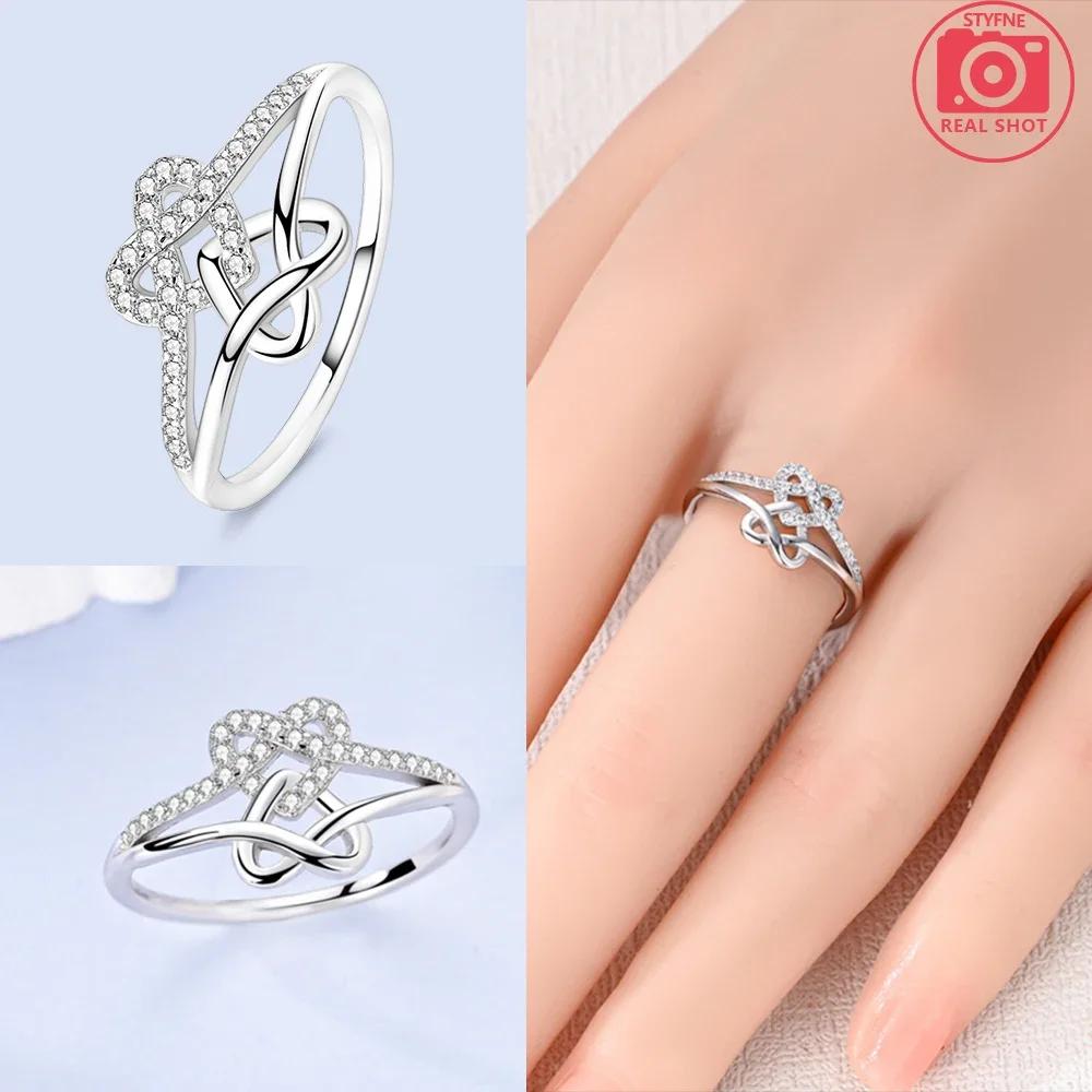 Pink Zircon Heart Love Rings copper Ring Jewellery Woman Authentic Wedding Set Gift Accessories Fine Valentine