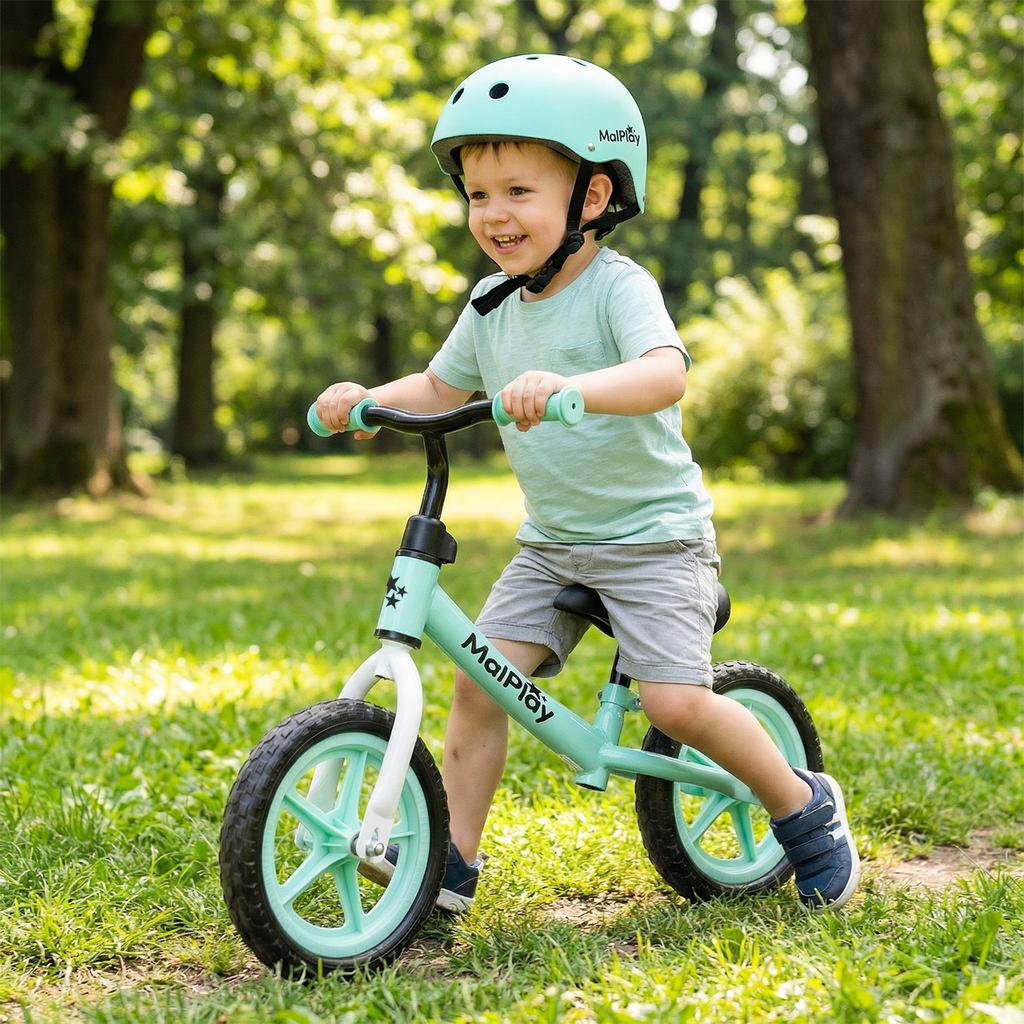 Children'S Balance Bike With Foam Wheels Eva 12" Fliko Turquoise And White