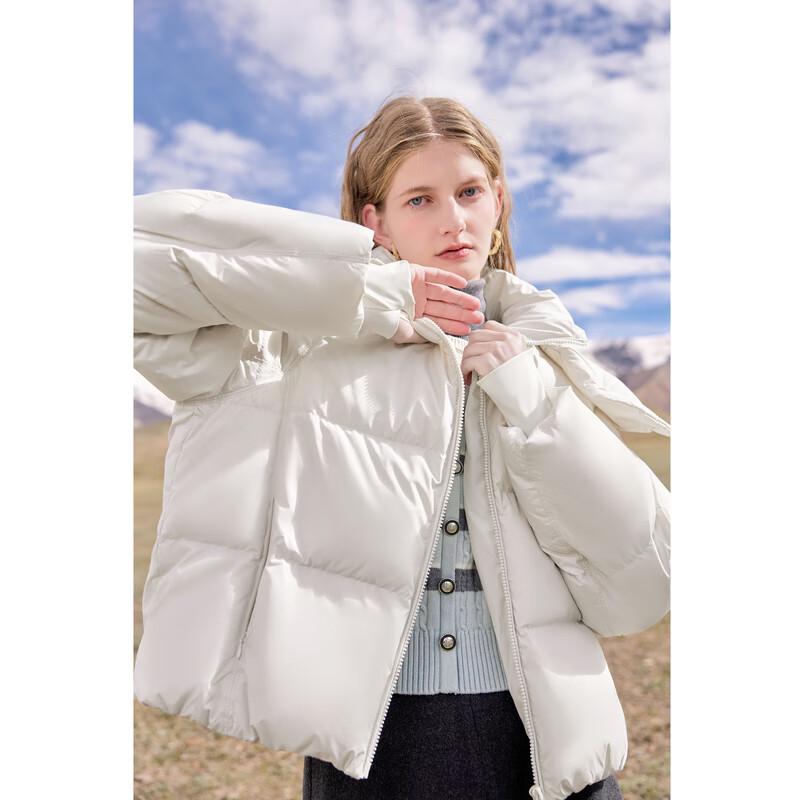 Qiusbuiyiren Dámská malá krátká péřová bunda s kapucí