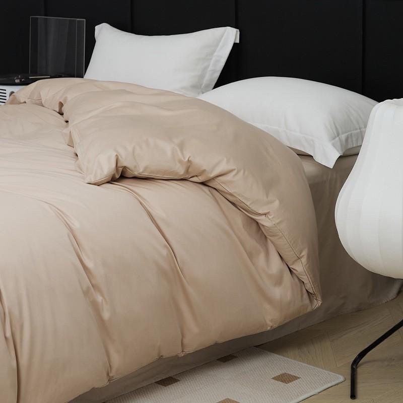 100S Egyptian Long Staple Cotton Bedding Set Pure Color Simple Design All Single Duvet Cover Pillowcase Fitted Sheet