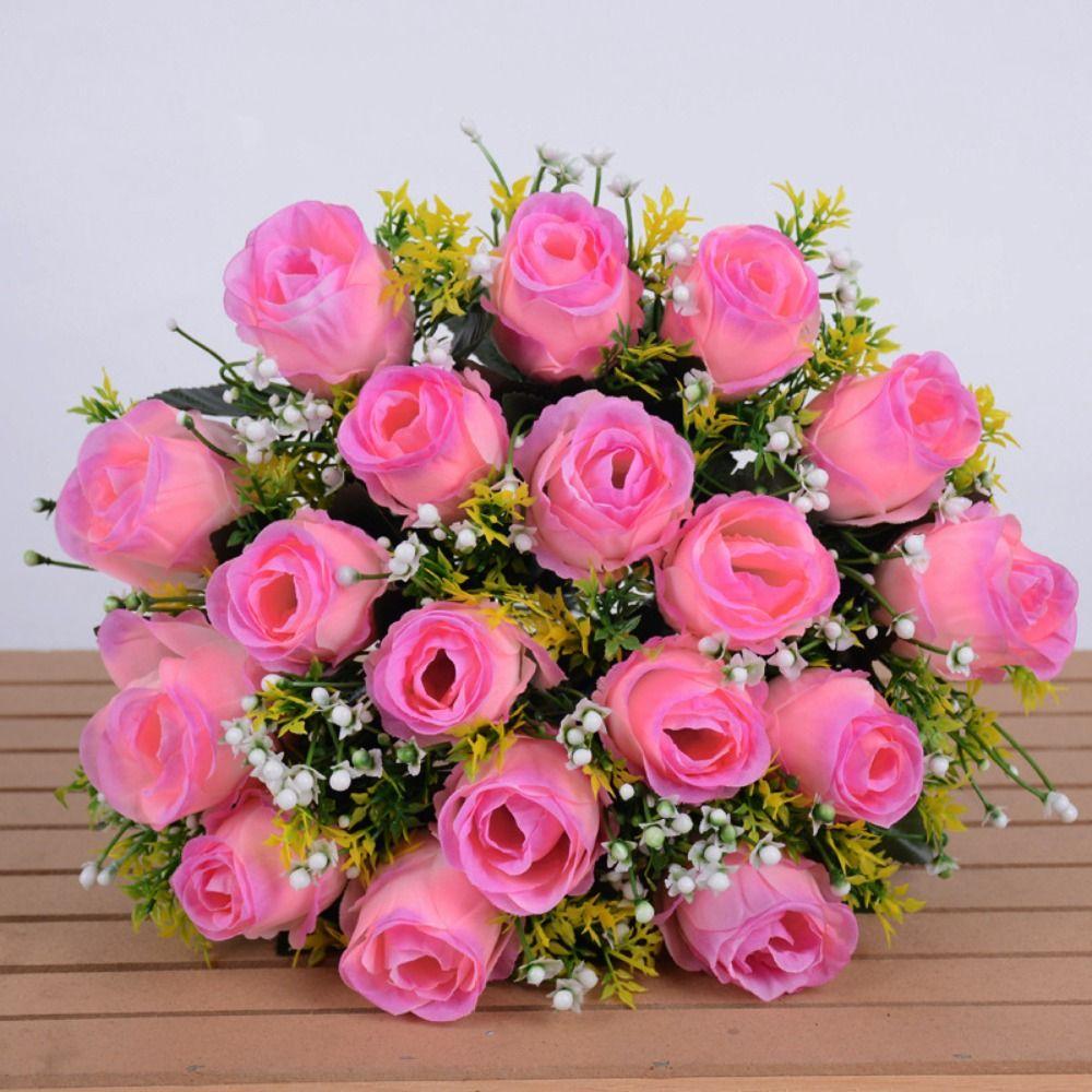 18 Cabezas Flores Felices Reales Mini 10 Colores Flores de San Valentín Fotografía Foto Regalo Flores de Rosa Decorativas Hogar Decorativo