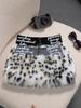 Fustă Mini Blănoasă cu Imprimeu Leopard, Croială A, High-End pentru Femei - Stil Retro Spicy Girl pentru Toamnă/Iarnă