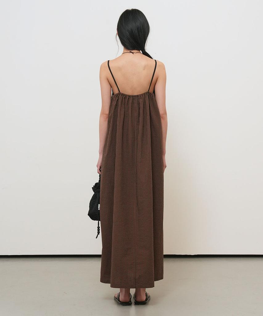 General Idea Check Sleeveless Long Dress [Dark Brown] / Gf2Lop519