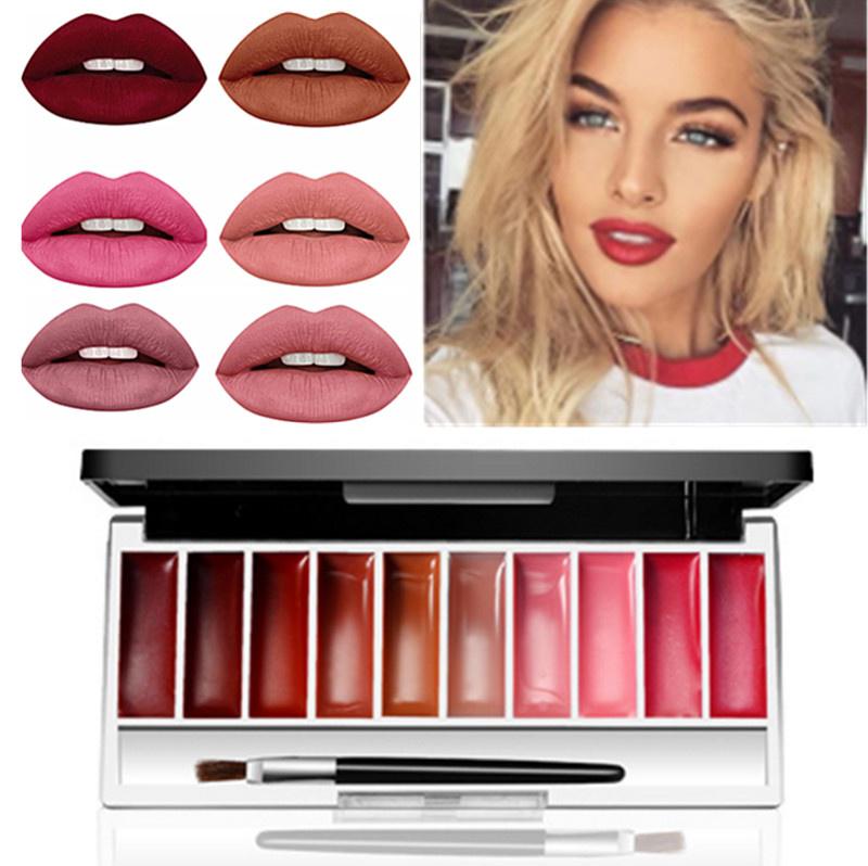 10 Color Mini Lip Gloss Matte Waterproof Lip Balm Set Matte Long Lip Gloss Palette buy from 4