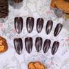 Deep Brown Medium Oval Cat Eye Press-On Nail Tips