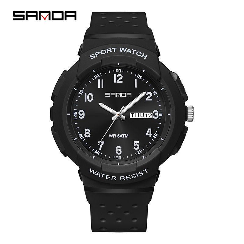 Sanda 6097 Dual Calendar Luminous Waterproof Watch for Men & Women - Trendy, Creative, and Ideal for Outdoor Activities.