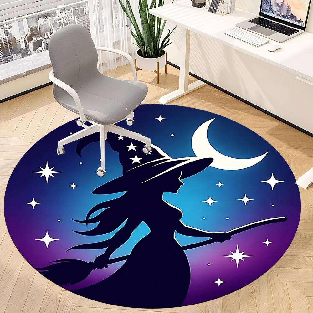 1pc Witch Moon Office Round Area Rug, Indoor Mat Suitable ForOffice, Under Office Chairs Bedroom Living Room Home Decor T160
