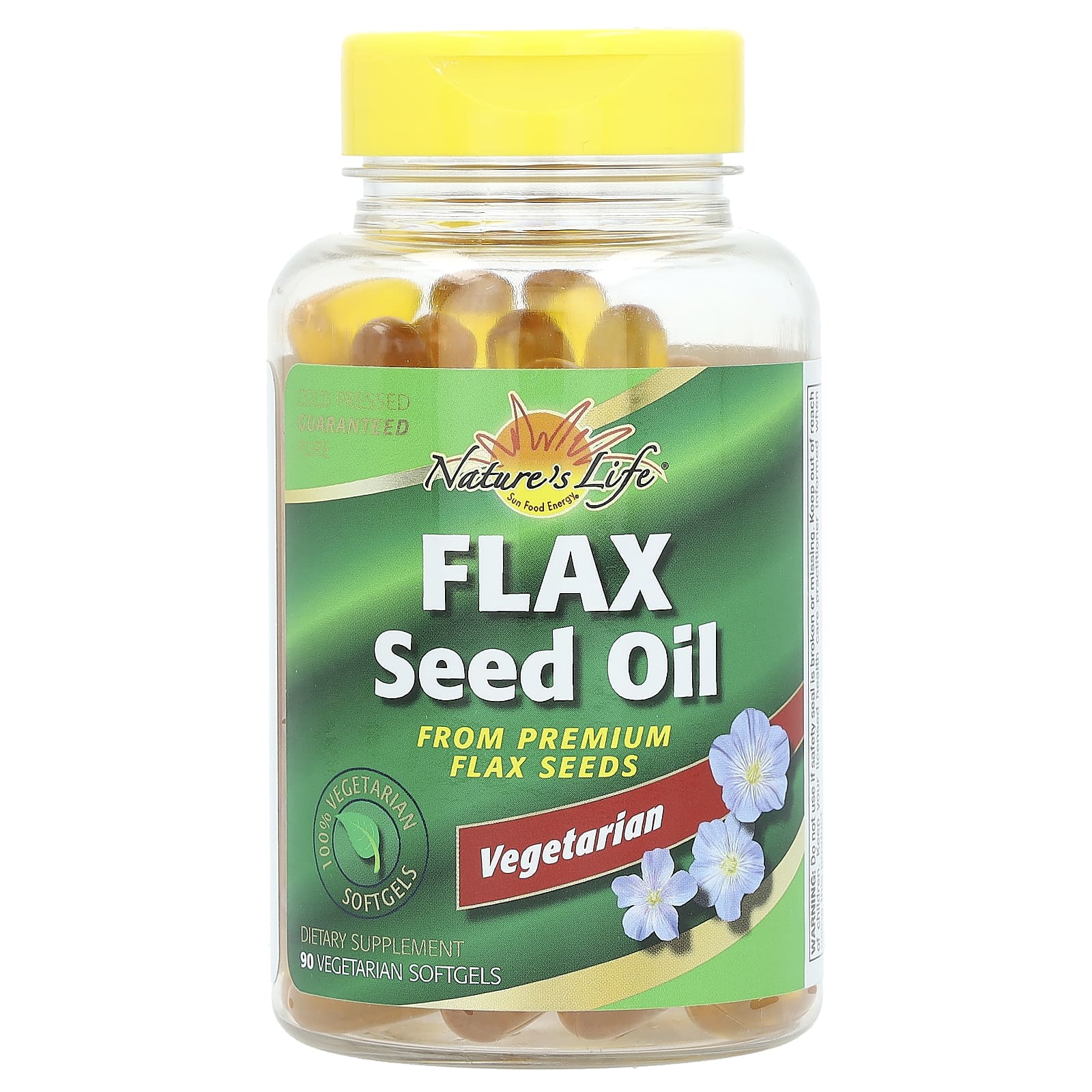 

Nature S Life, Flaxseed Oil, Veggie Softgels, 90 Softgels (1,000Mg per Softgel)