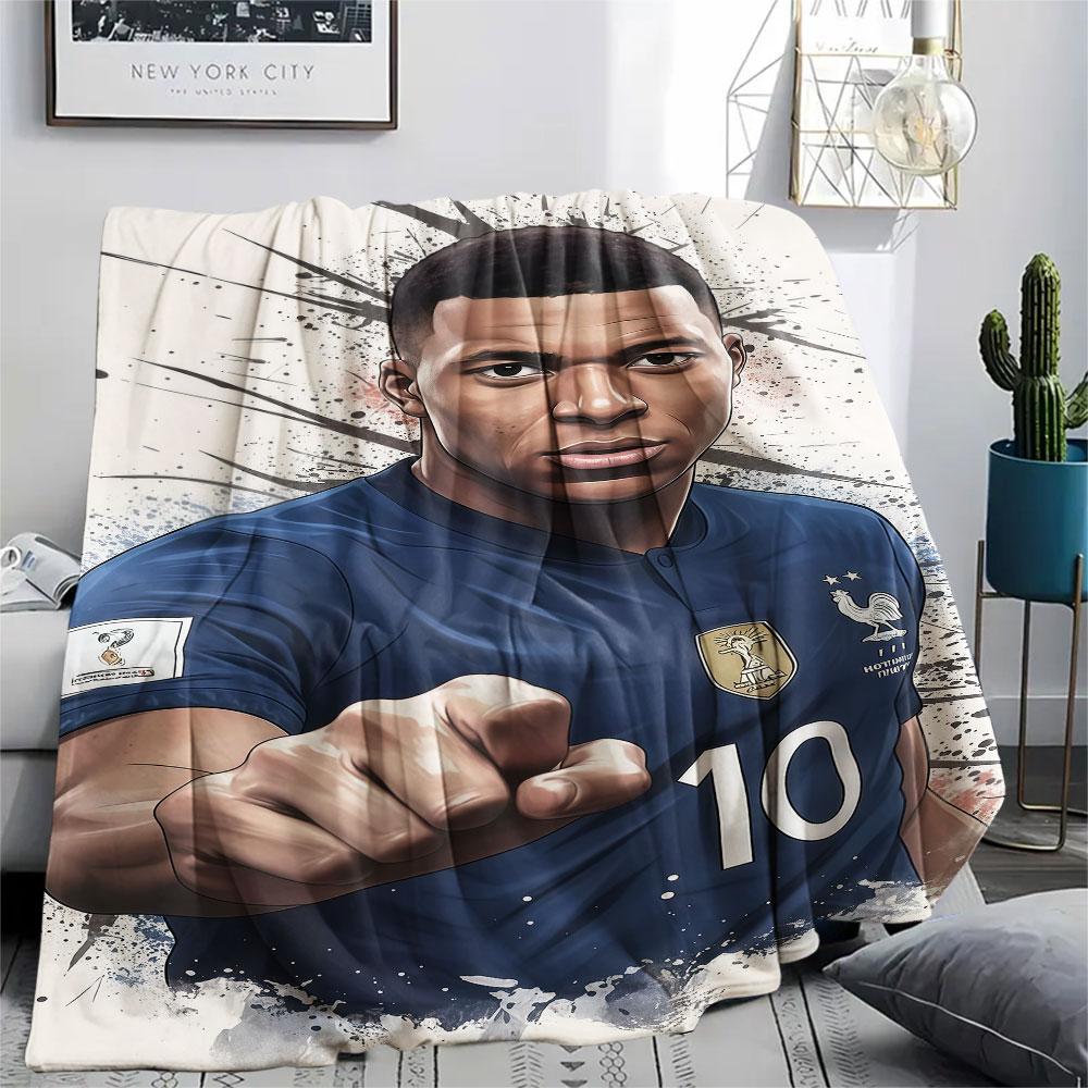 1 Stück Kylian Mbappe Muster Flanelldecke Geeignet für Alle Jahreszeiten für Heimdekoration Wärme und Komfort Geschenke Feiertagsgeschenk