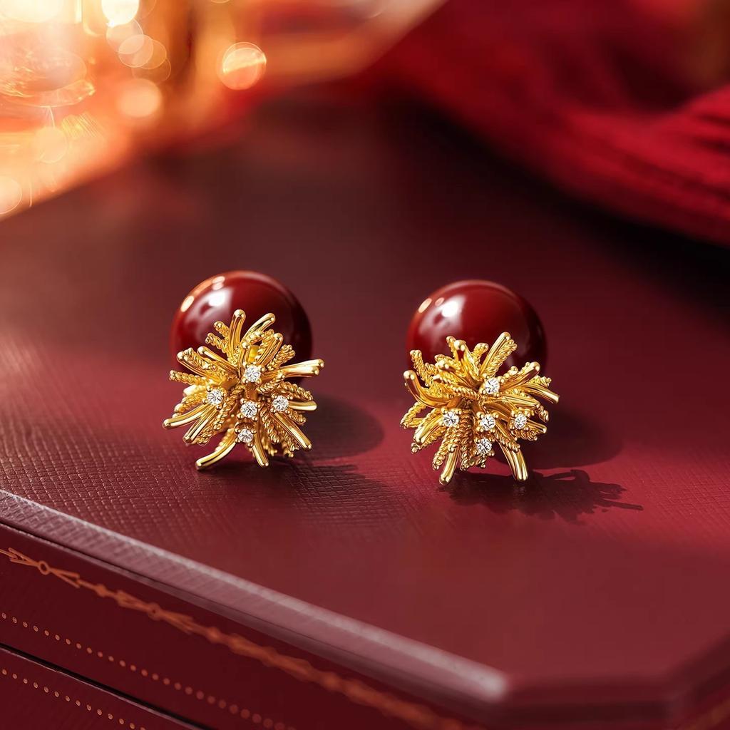 New Fireworks Earrings for Women, Light Luxury, High-end, Niche Design, Temperament, Versatile Earrings
