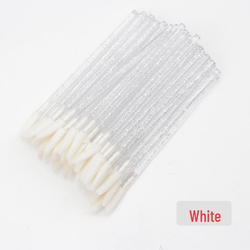 50-Pack Disposable Lip Brushes - Straight & Slanted Head Crystal Rods for Gloss and Lipstick Application