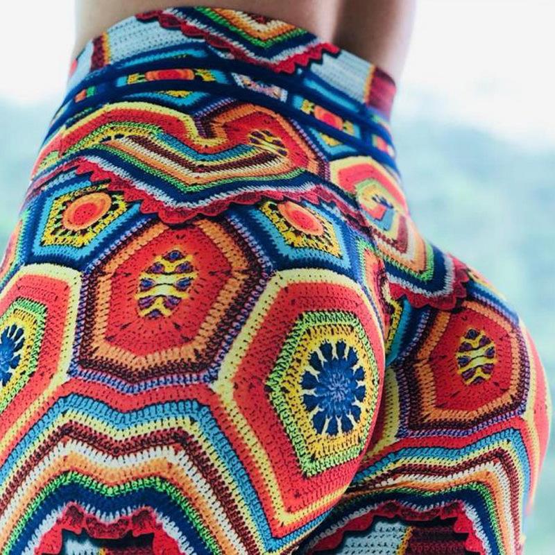 

Colorful High Waist Jacquard Yoga Pants - Printed, Stretchy, Fitness Base Layer S