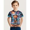 Halloween Boy's T-Shirt Pumpkin Pattern Summer Short Sleeves Skull Fashion Print Kids Tops 2-10y Party Gift Children's Clothing