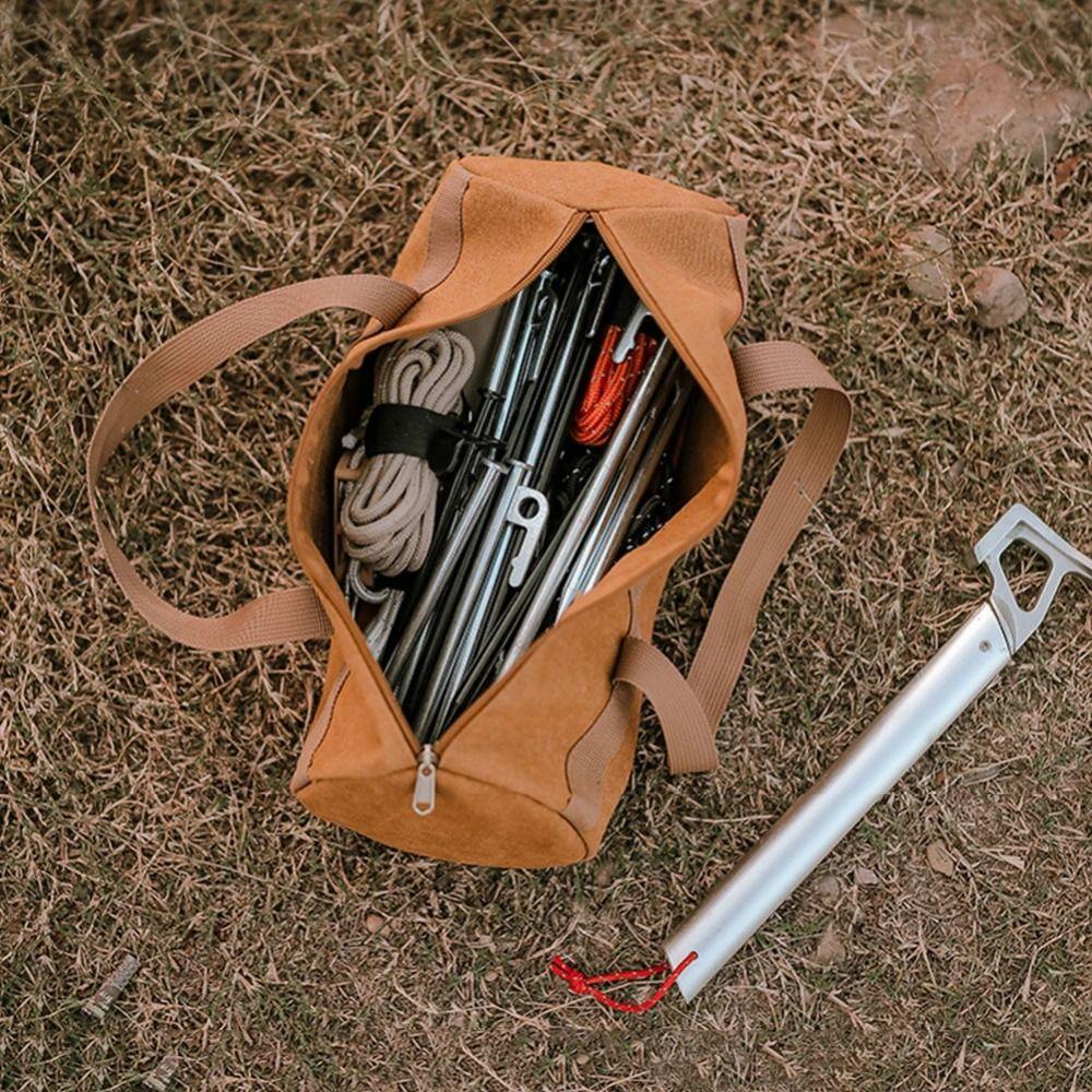 Double Thick Layers Tent Peg Storage Bag Cylinder Shape Tent Stake Bag  Utility Tool Storage