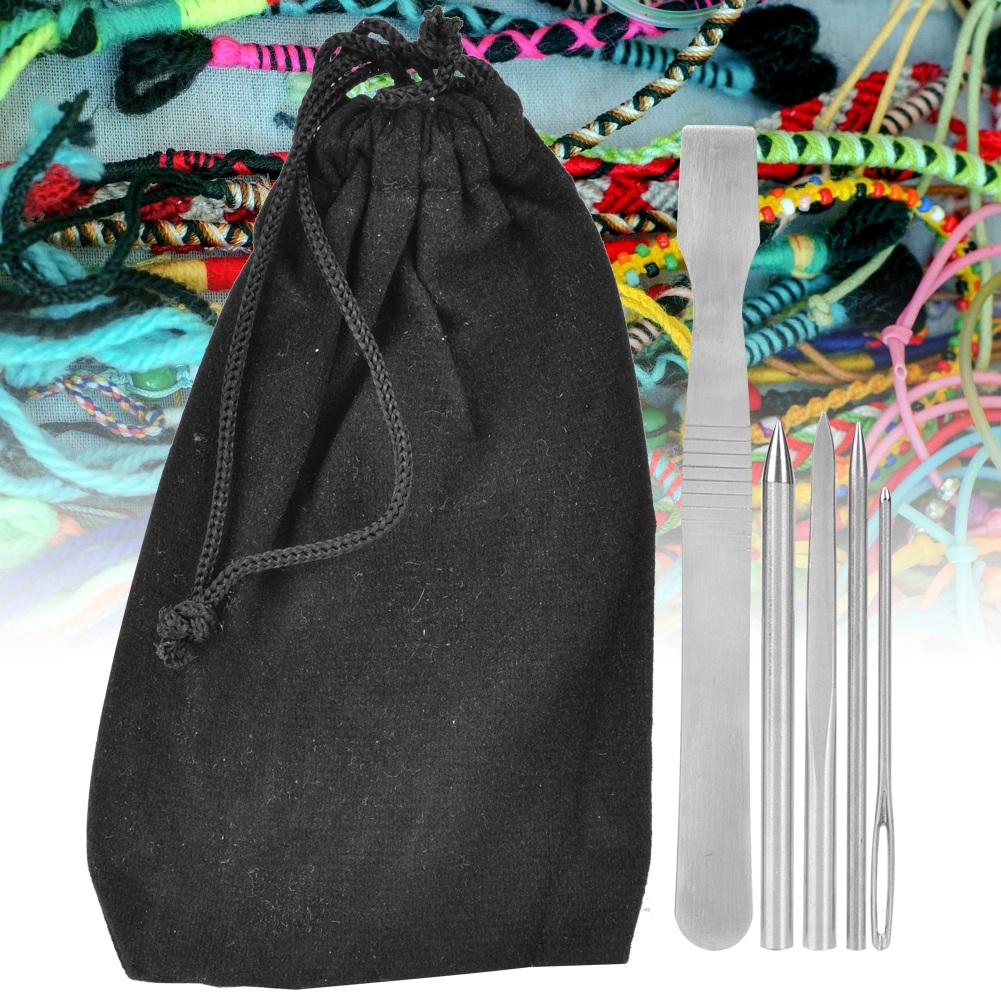 Set da 5 Pezzi Acciaio Inossidabile Paracord Tessitura Cucitura Allacciatura Aghi Set Lavorazione Braccialetti Strumento Fai da Te