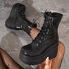 Fashion Height Increasing Boots for Women Autumn 2025 New High Heels British Style Platform Short Boots Black Side Zip Women's Punk Shoe