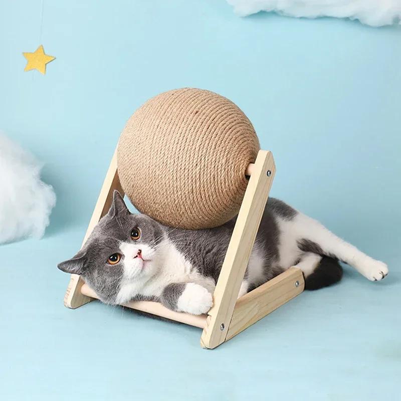 

Toys Cats Scratcher Ball Toy Kitten Sisal Rope Ball Board Grinding Paws Cat Scratching Sisal Wood Stable Pet Furniture Supplies L