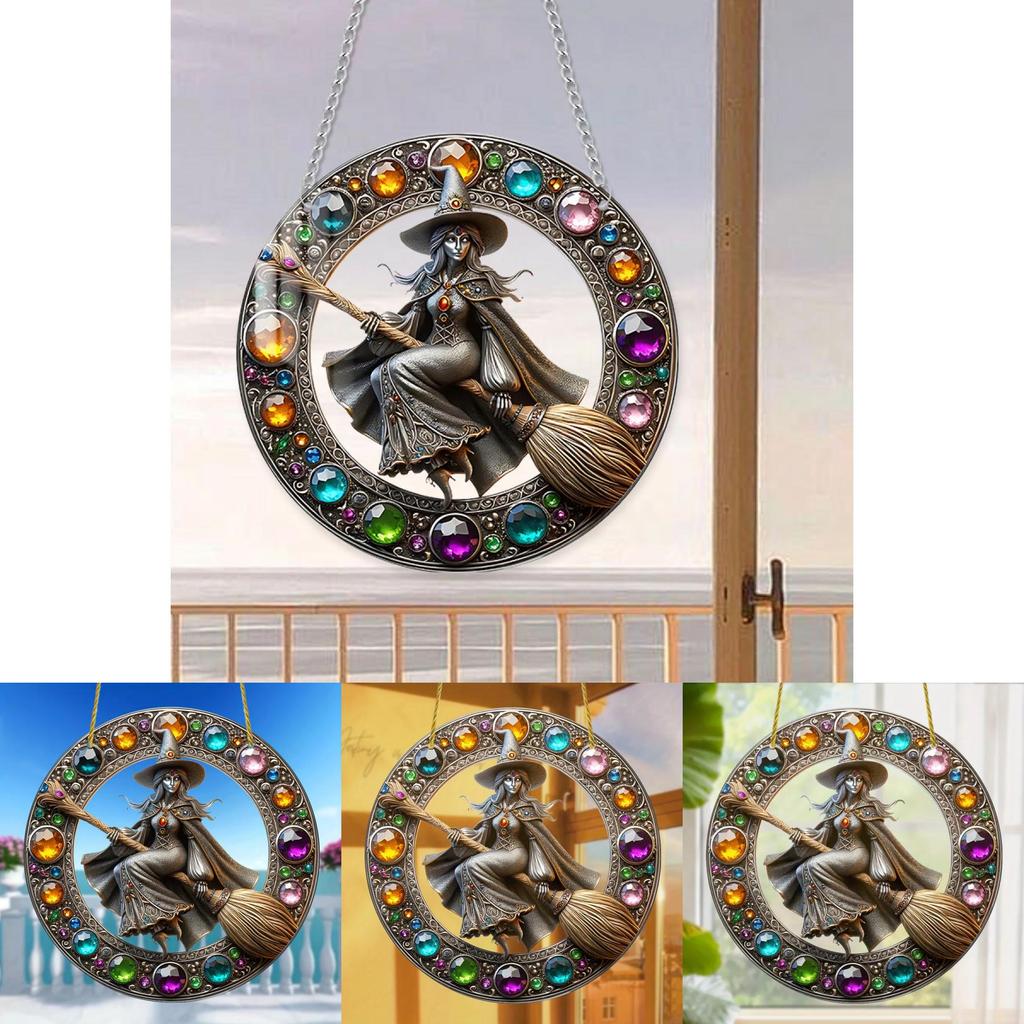 Enchanting Acrylic Magic Gem Witch Cartoon Character Decorative Pendant For Outdoor Use