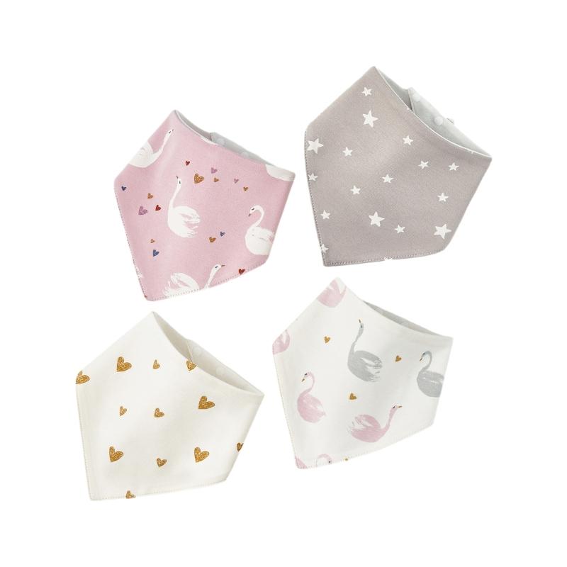 4pcs Stylish Baby Bandana Scarf Infant Drool Bib Waterproof Muslin Bibs Burp Cloth for Newborns Feeding & Drooling
