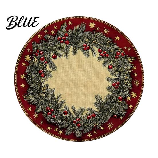 Tapis décoratif d'isolation thermique Rond Set de table de Noël 14 pouces Motif festif Antidérapant Protecteur de table Couvercle de table anti-brûlure Endroit pour manger
