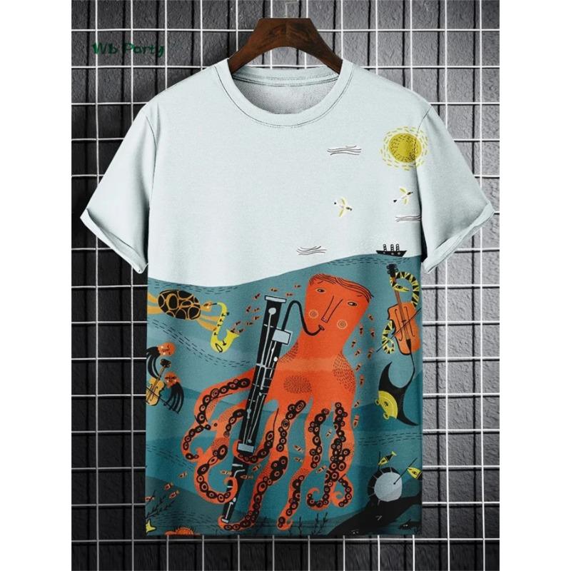 Cat Print Men's T-Shirt 3D Funny Animal Pattern Short Sleeve T-Shirt Y2k Top Summer Men's Daily Street Casual Clothing Shirt