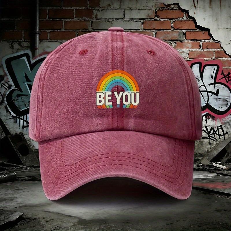 Be You Rainbow Pride Adjustable Denim Baseball Cap Casual Style Adult Unisex Summer Hat One Size