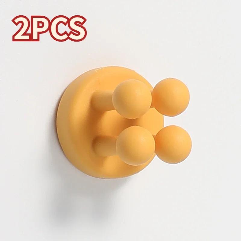 

2PCS Self Adhesive Hooks Toothbrush Holders Hanging Towel Key Clothes Cable Silicone Decoration Hook Stick Kitchen Bathroom