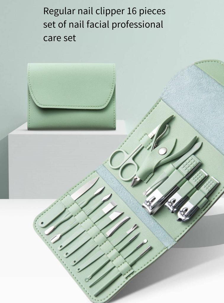Nail Clipper Set, 16-piece Nail Clipper Tool Bag, Home Nail Trimming, Nail Art, Exfoliation Tools, Lightweight and Portable Care
