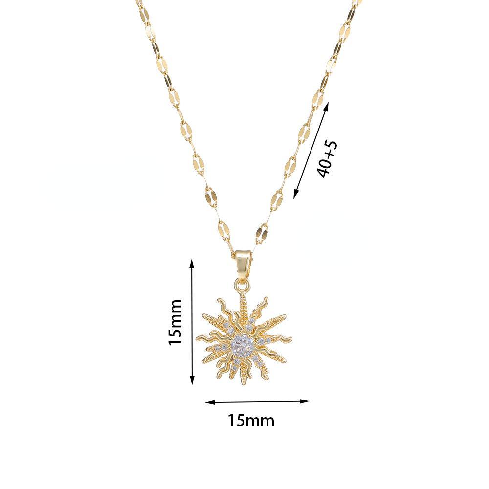 Collana Donna Con Ciondolo Sole Placcato Oro 18K – Acciaio Inox Impermeabile, Ipoallergenica, Lunghezza Regolabile 40-45 Cm – Gioiello Simbolo Di Ottimismo