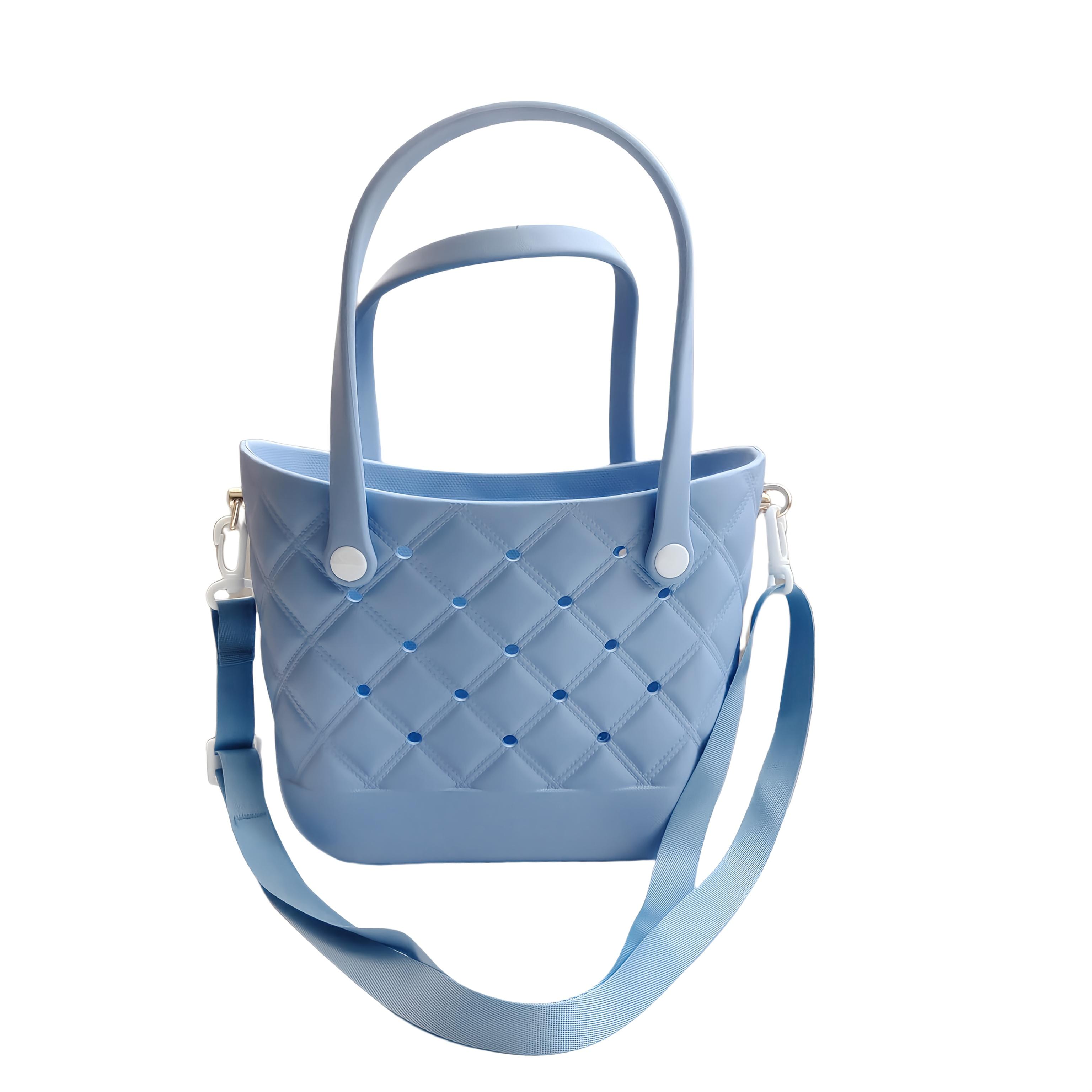 

Сумка через плечо EVA однотонная сумка с отверстиями сумка для хранения корзина для овощей пляжная сумка модная ажурная дорожная сумочка 1pc светло-синий