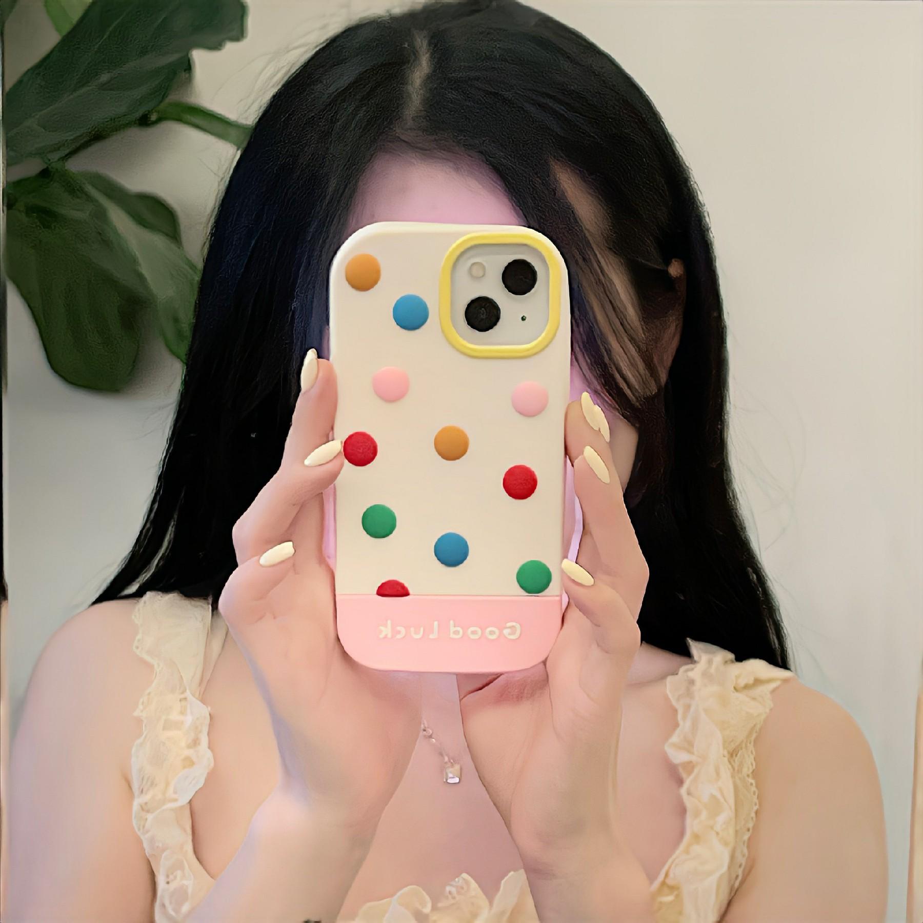 

For iPhone 15 Silicone Case Cute 3D Colorful Beans Design Shockproof Phone Back Cover As Shown A