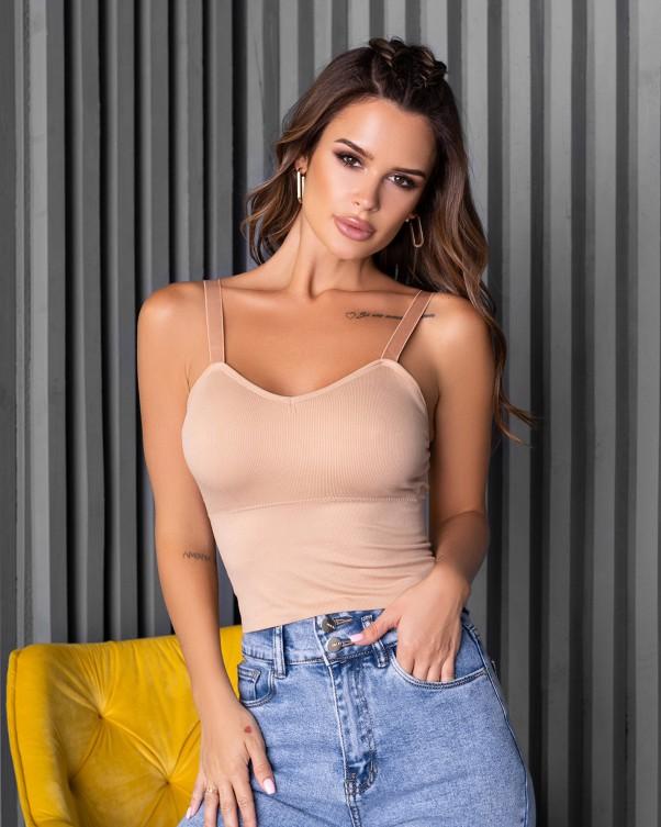 

Однотонний топ у рубчик ISSA Plus S/M чорний